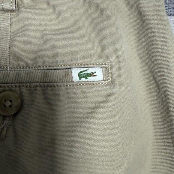 Lacoste Pants Mens 30X32 Khaki Chino Flat Front Slim Fit Trousers Stretch - Picture 5 of 12